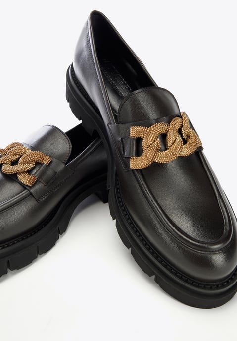 Mocasines de piel para mujer Wittchen con cadena decorativa en la plataforma - Image 6
