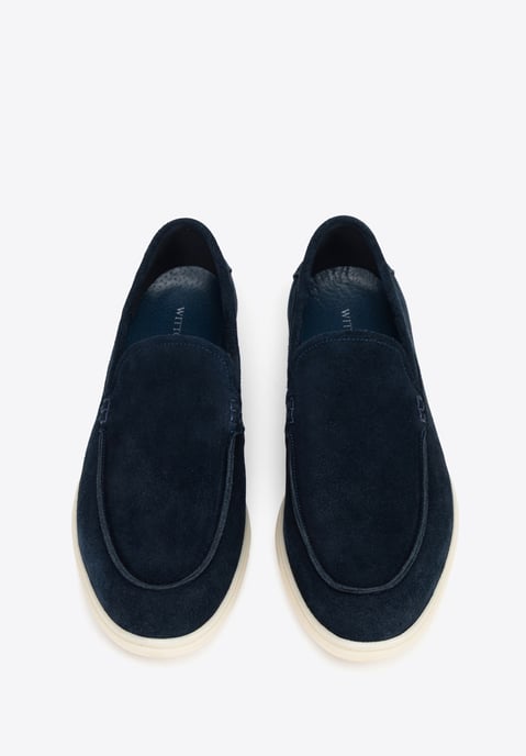 Mocasines de hombre Wittchen de piel serraje natural, color rosa, azul marino - Image 3