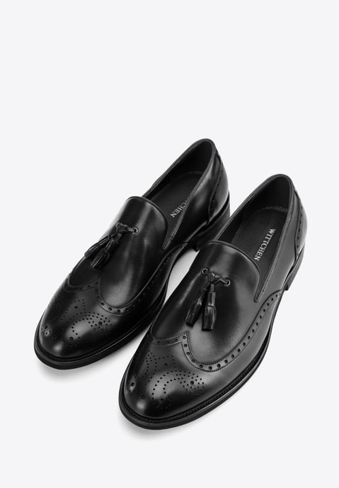 Mocasines de piel para hombre Wittchen con perforaciones, color negro - Image 2
