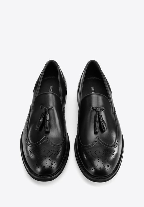 Mocasines de piel para hombre Wittchen con perforaciones, color negro - Image 3