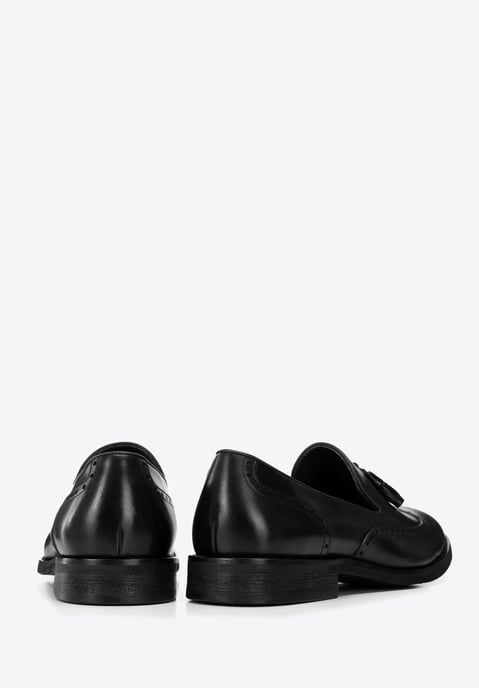 Mocasines de piel para hombre Wittchen con perforaciones, color negro - Image 4