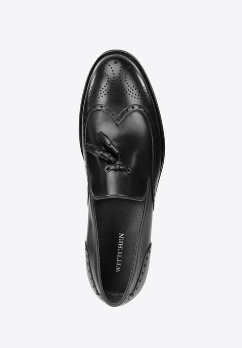 Mocasines de piel para hombre Wittchen con perforaciones, color negro - Image 5