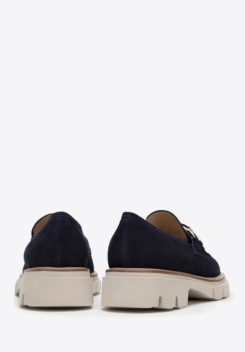 Mocasines de ante para mujer Wittchen con cadena en la plataforma de ante azul - Image 3