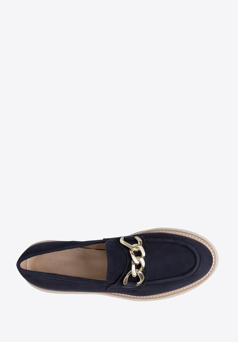 Mocasines de ante para mujer Wittchen con cadena en la plataforma de ante azul - Image 4