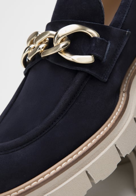 Mocasines de ante para mujer Wittchen con cadena en la plataforma de ante azul - Image 6