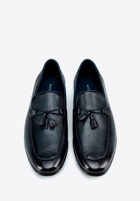 Mocasines de piel para hombre Wittchen con borla, azul marino - Image 2