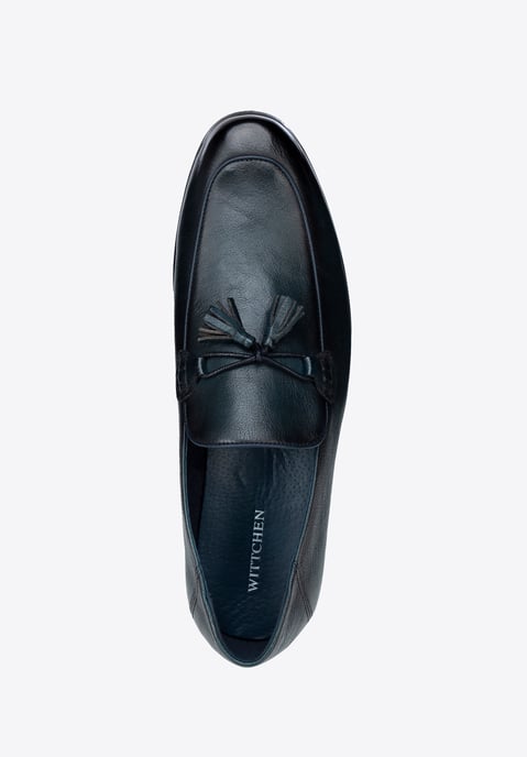 Mocasines de piel para hombre Wittchen con borla, azul marino - Image 4