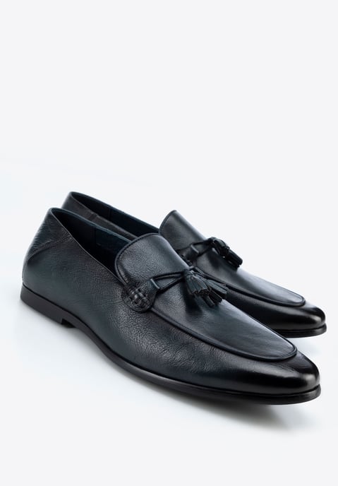 Mocasines de piel para hombre Wittchen con borla, azul marino - Image 6