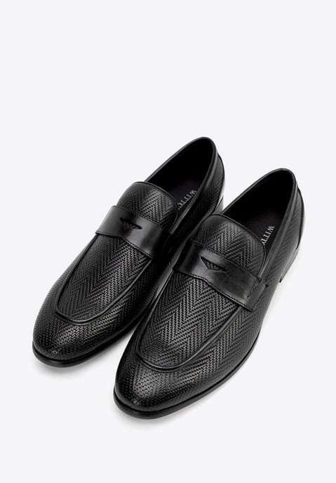 Mocasines de piel para hombre Wittchen con diseño de espiga en negro - Image 2