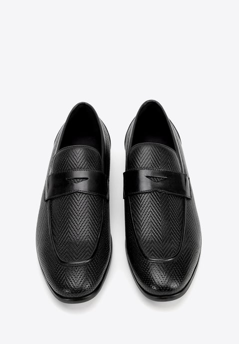 Mocasines de piel para hombre Wittchen con diseño de espiga en negro - Image 3