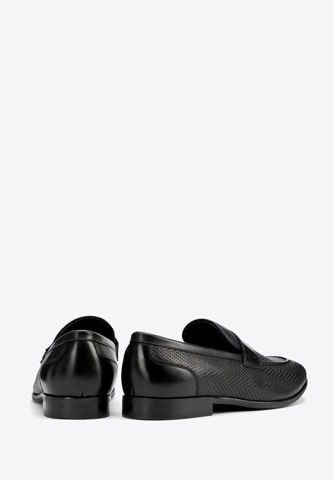 Mocasines de piel para hombre Wittchen con diseño de espiga en negro - Image 4