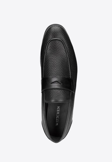 Mocasines de piel para hombre Wittchen con diseño de espiga en negro - Image 5