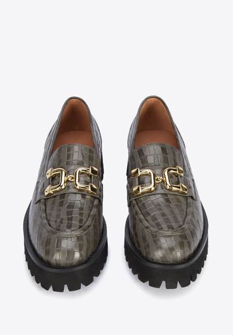 Mocasines de piel para mujer Wittchen con hebilla, color verde - Image 2