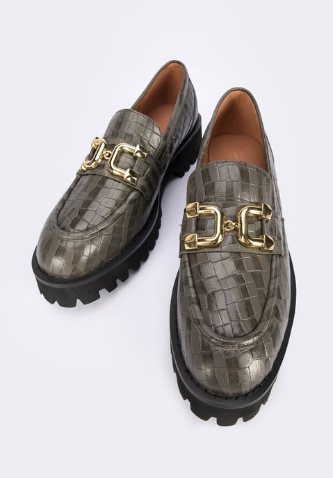 Mocasines de piel para mujer Wittchen con hebilla, color verde - Image 6