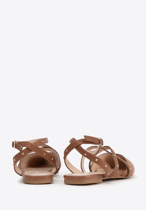 Bailarinas de piel Wittchen para mujer con detalles metálicos en marrón natural - Image 4