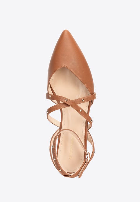 Bailarinas de piel Wittchen para mujer con detalles metálicos en marrón natural - Image 5
