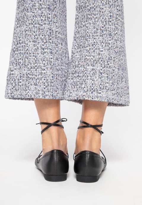 Bailarinas de mujer Wittchen de piel auténtica con cordones, color negro - Image 3