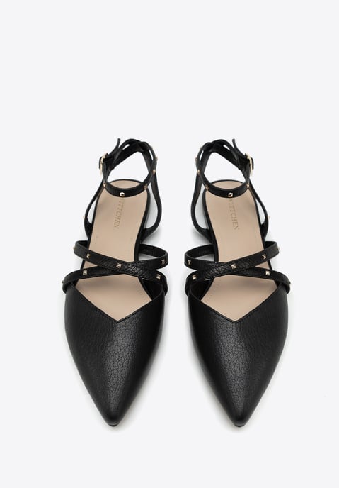 Bailarinas de piel Wittchen para mujer con detalles metálicos en negro - Image 4