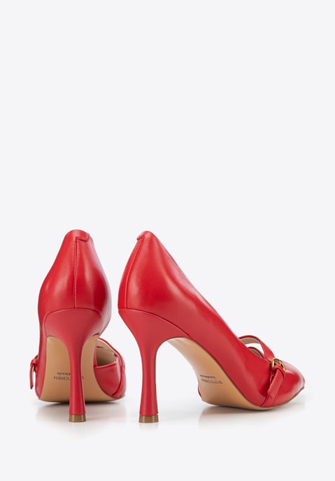 Zapatos de salón de piel roja con correa para mujer de Wittchen - Image 4