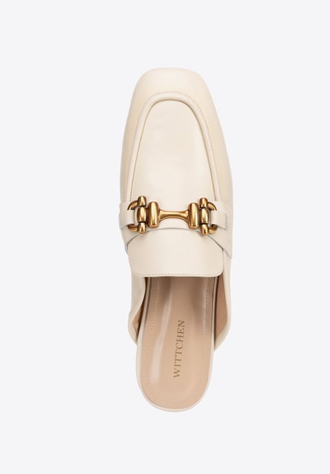 Mocasines de piel para mujer Wittchen con tacón abierto, beige - Image 5