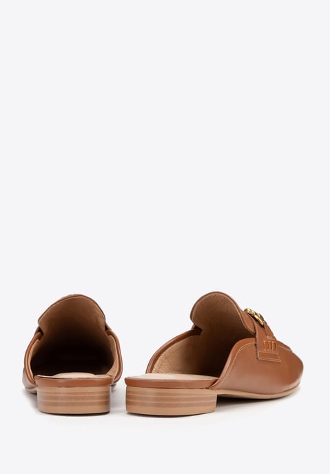 Mocasines de piel con tacón abierto para mujer Wittchen, piel auténtica marrón - Image 4