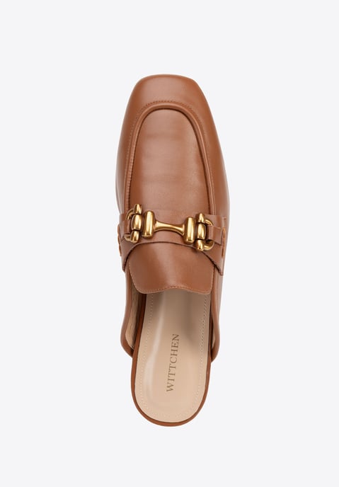 Mocasines de piel con tacón abierto para mujer Wittchen, piel auténtica marrón - Image 5
