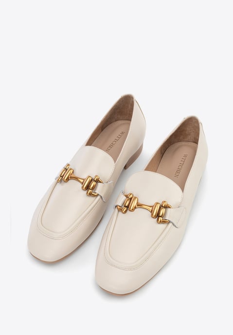 Mocasines de piel para mujer Wittchen con hebilla en piel natural color crema - Image 2