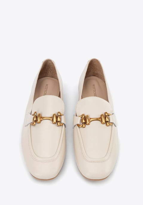 Mocasines de piel para mujer Wittchen con hebilla en piel natural color crema - Image 3