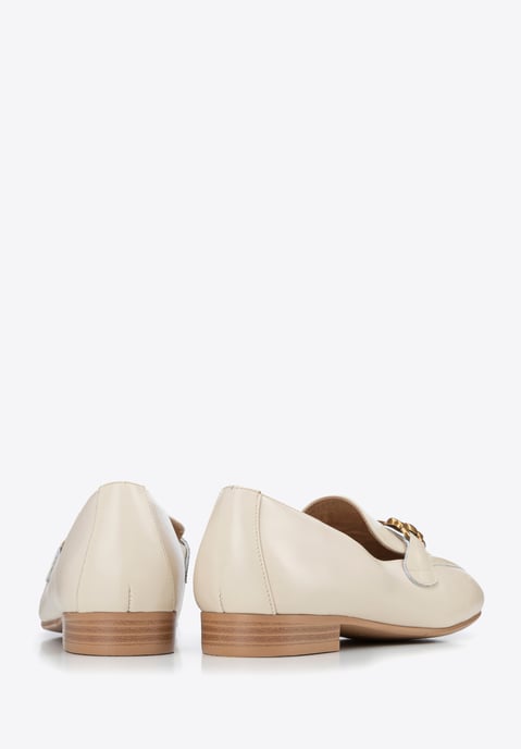 Mocasines de piel para mujer Wittchen con hebilla en piel natural color crema - Image 4