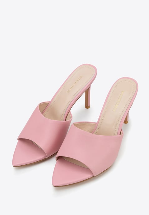 Mules de tacón de piel rosa para mujer de Wittchen - Image 2