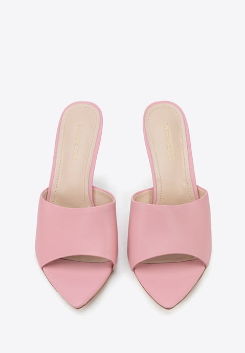 Mules de tacón de piel rosa para mujer de Wittchen - Image 3