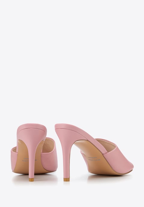 Mules de tacón de piel rosa para mujer de Wittchen - Image 4