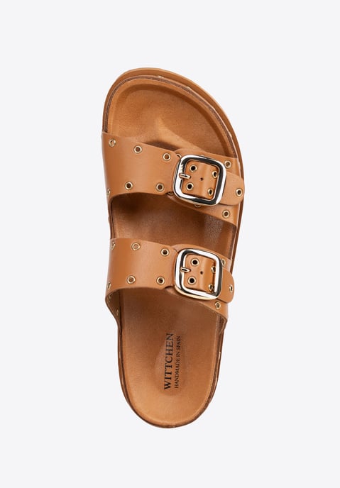 Chanclas de piel para mujer Wittchen con detalles metálicos en marrón y piel - Image 5