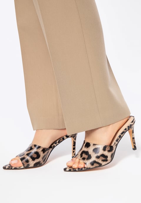 Mules de tacón de piel para mujer Wittchen en marrón y negro - Image 2