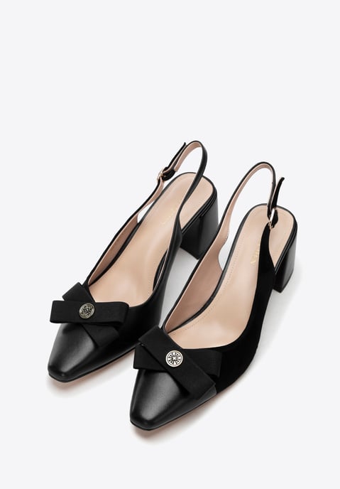 Zapatos de tacón de bloque de piel para mujer Wittchen, color negro y natural - Image 2