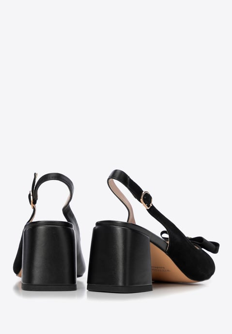 Zapatos de tacón de bloque de piel para mujer Wittchen, color negro y natural - Image 4