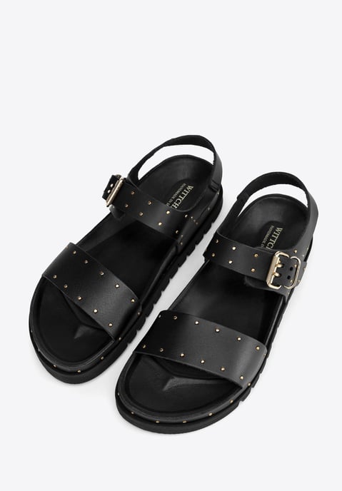Sandalias de piel para mujer Wittchen con remaches en piel natural negra - Image 2