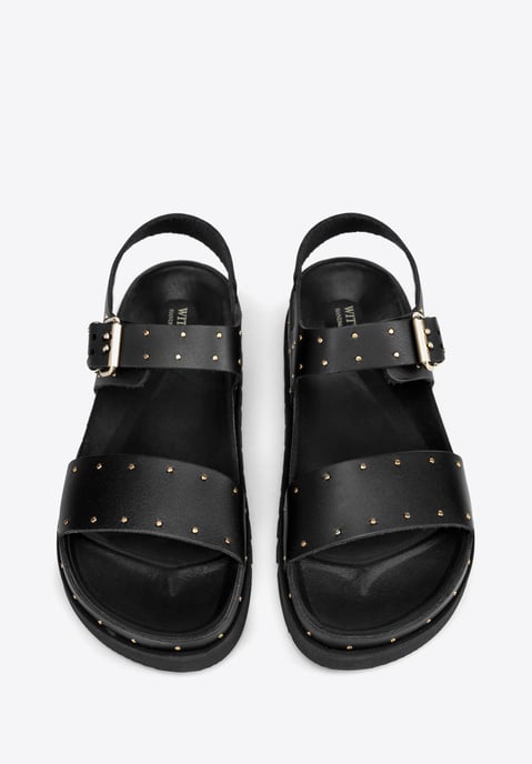 Sandalias de piel para mujer Wittchen con remaches en piel natural negra - Image 3