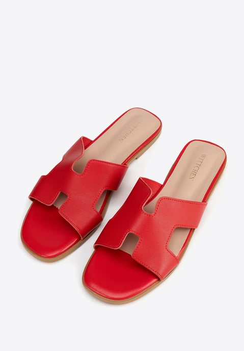 Sandalias Wittchen de piel para mujer en forma de H, color rojo - Image 2