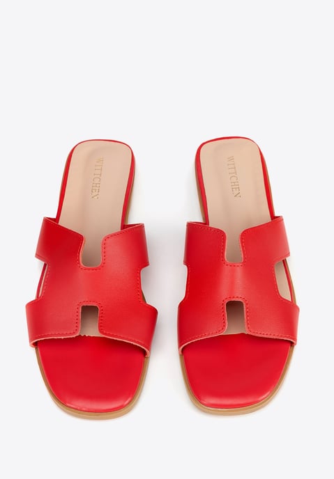 Sandalias Wittchen de piel para mujer en forma de H, color rojo - Image 3
