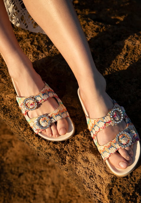 Pantuflas Wittchen para mujer de rafia sintética multicolor, material sintético - Image 1
