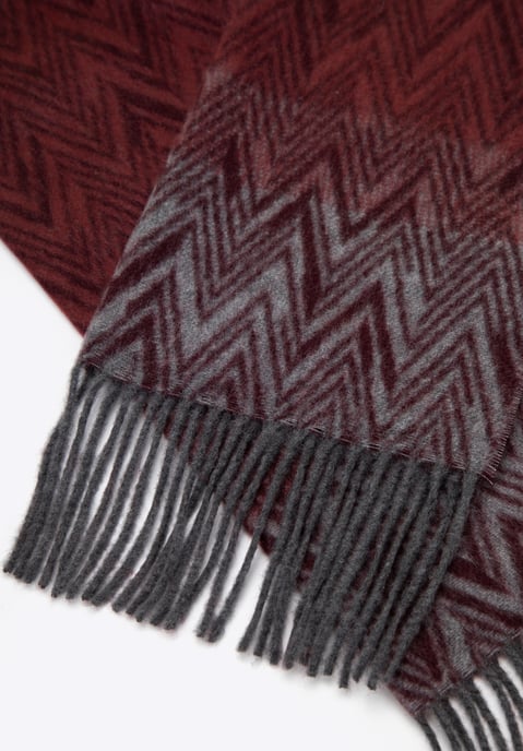 Bufanda Wittchen para hombre con estampado de espiga, burdeos y gris - Image 2