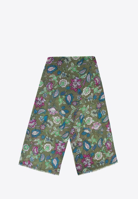 Bufanda de mujer Wittchen con estampado floral, verde y azul - Image 1