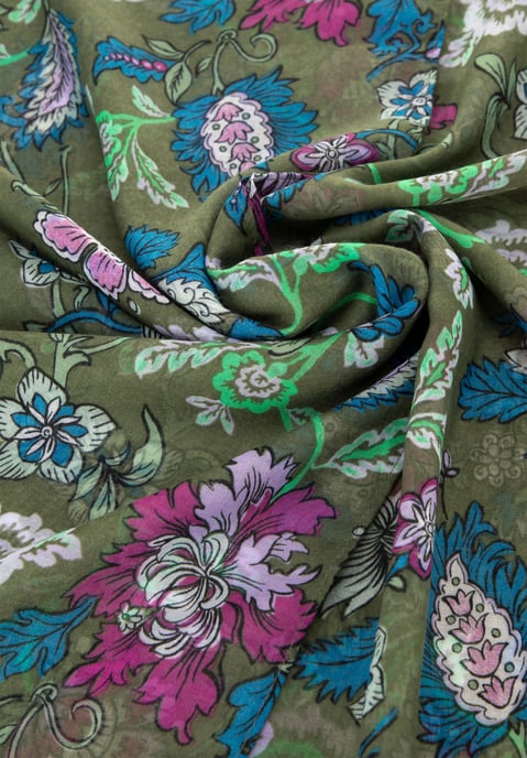 Bufanda de mujer Wittchen con estampado floral, verde y azul - Image 2