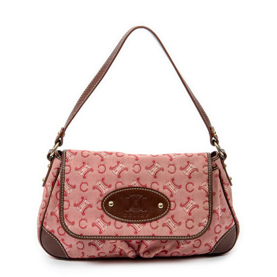 Celine Vintage Shoulder Flap en Rojo/Marrón Lienzo - Image 1