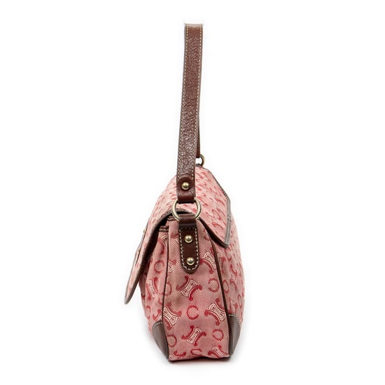 Celine Vintage Shoulder Flap en Rojo/Marrón Lienzo - Image 3