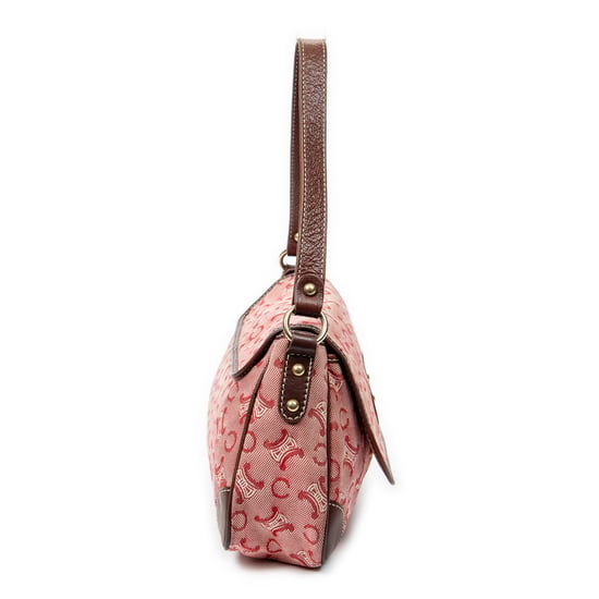 Celine Vintage Shoulder Flap en Rojo/Marrón Lienzo - Image 4