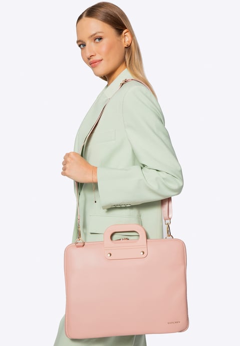 Bolso para portátil Wittchen de 15" para mujer en piel sintética rosa - Image 2