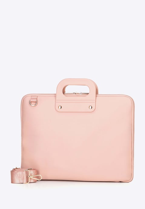Bolso para portátil Wittchen de 15" para mujer en piel sintética rosa - Image 4