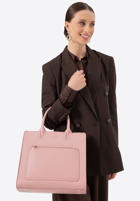 Bolso para portátil Wittchen de 13" para mujer en piel sintética rosa - Image 1